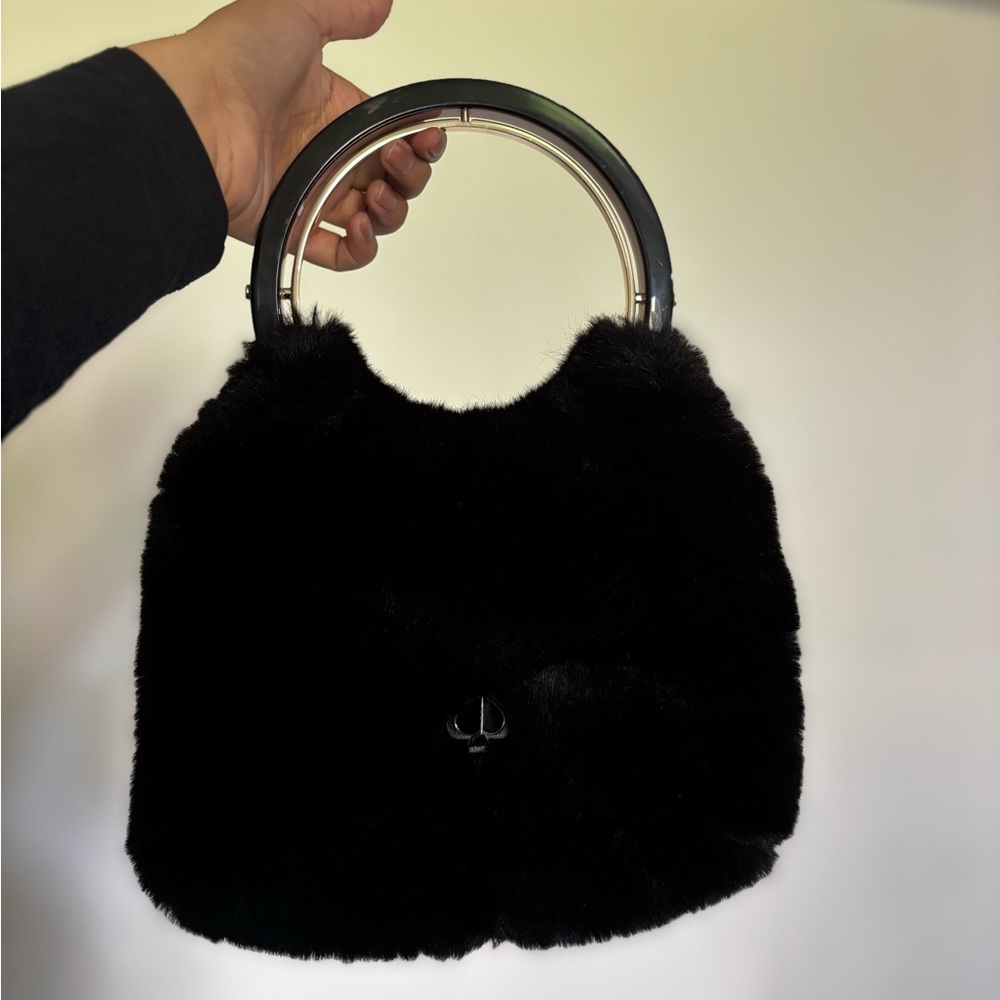 Elegant Black Faux Fur Handbag